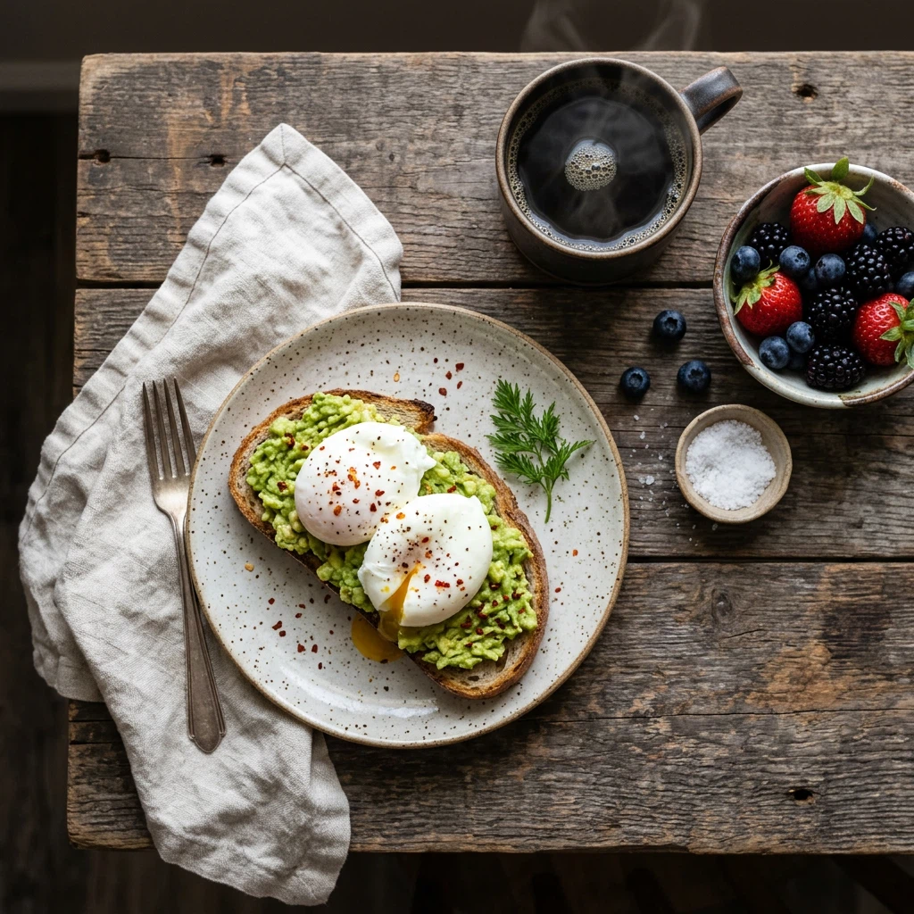 Overhead breakfast photography