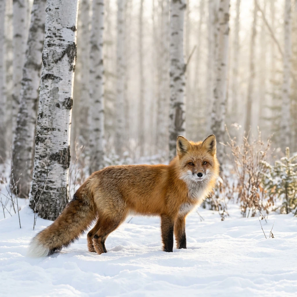Fox in a snowy forest