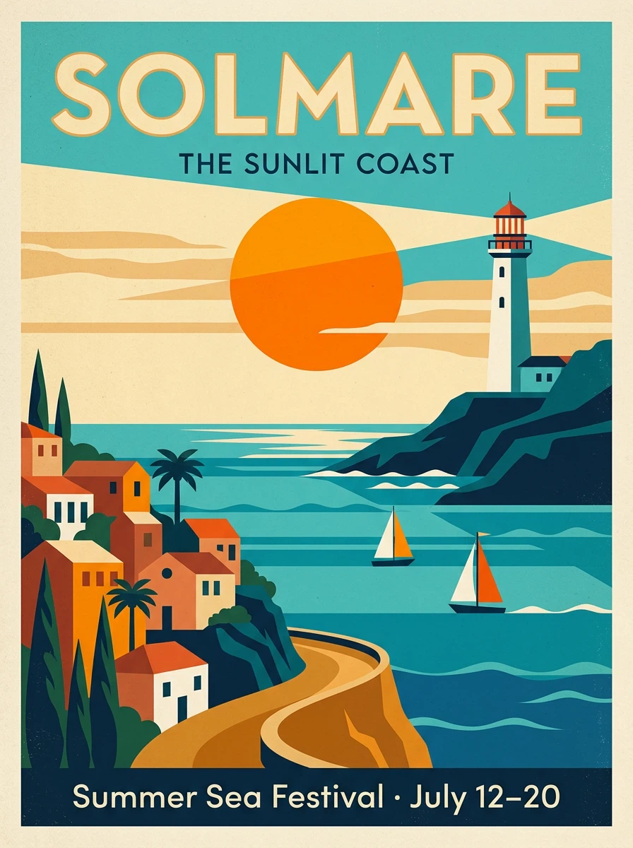 Seaside travel poster