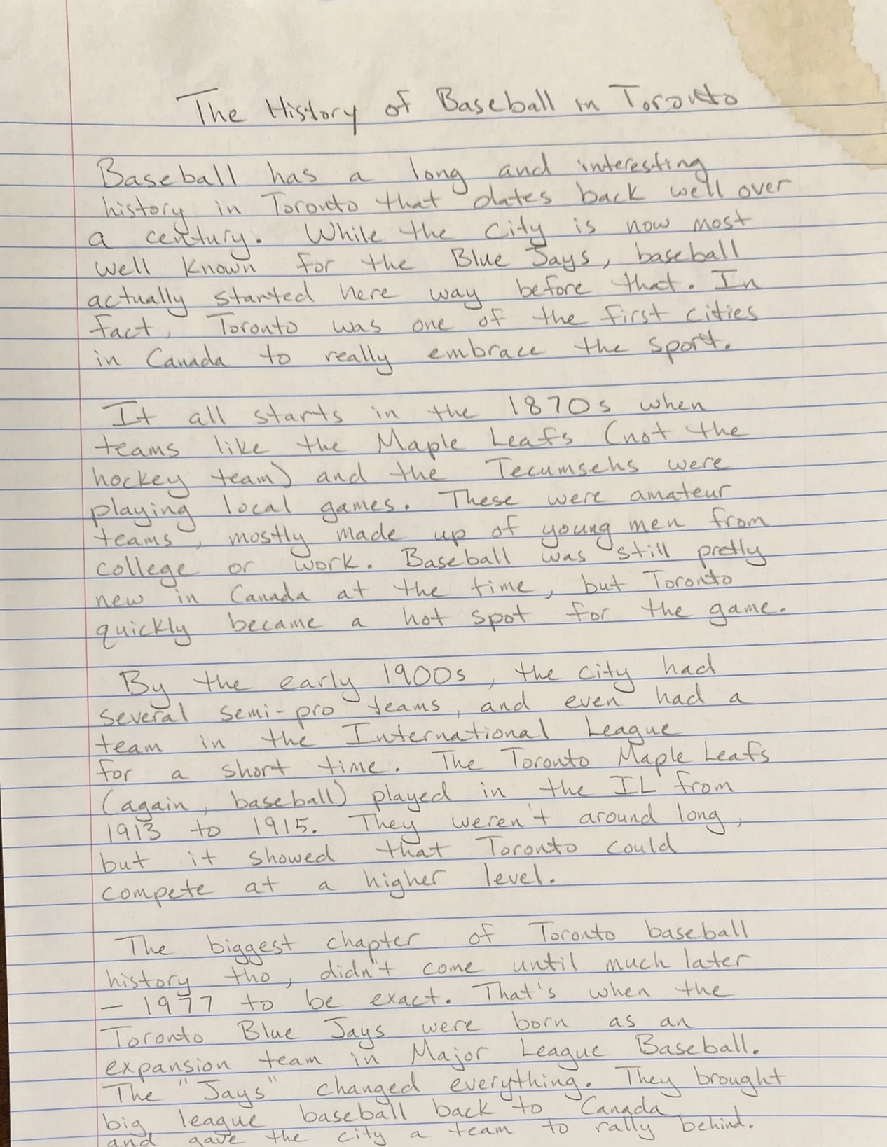 The History of Baseball in Toronto